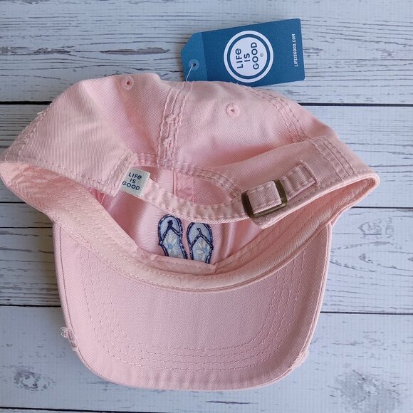 “Life is Good” Chill Cap‎ Beach Pink Hat Flip-Flops Adjustable Strap NWT - Picture 3 of 4